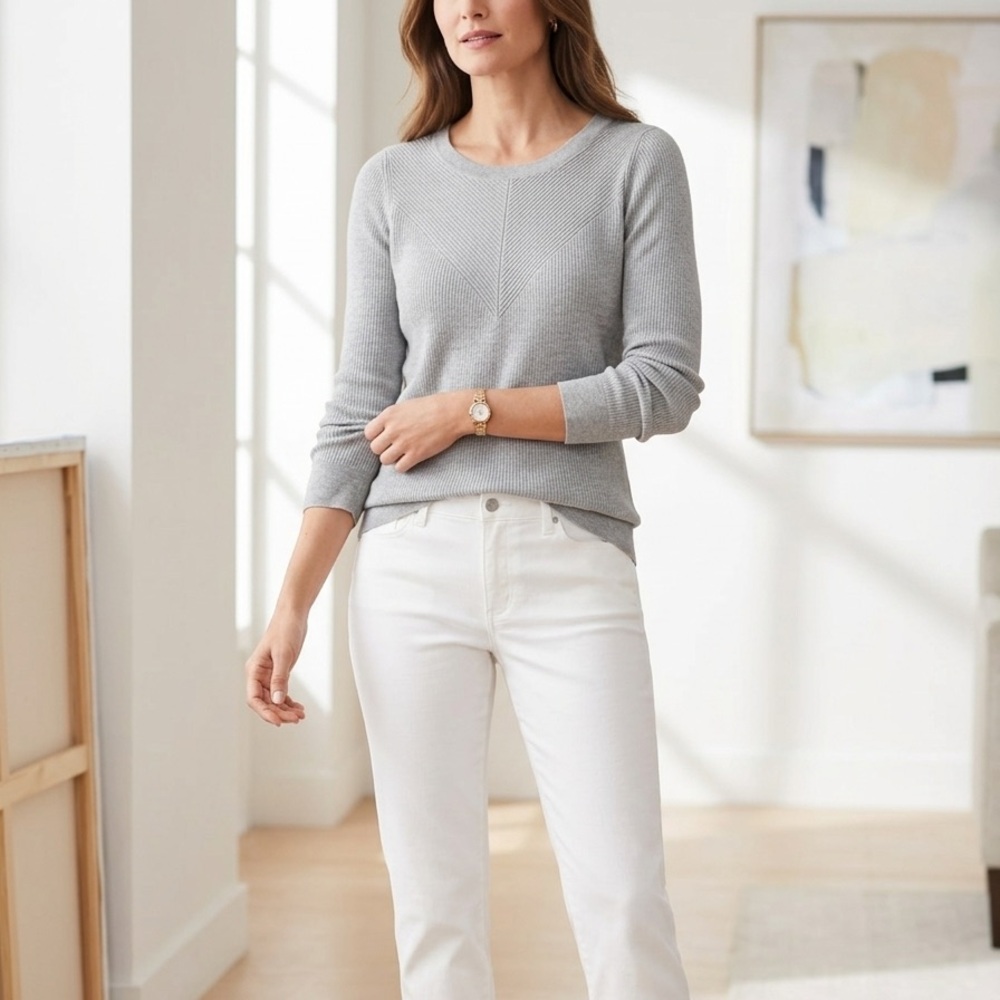 Talbots Light Gray Crewneck Sweater